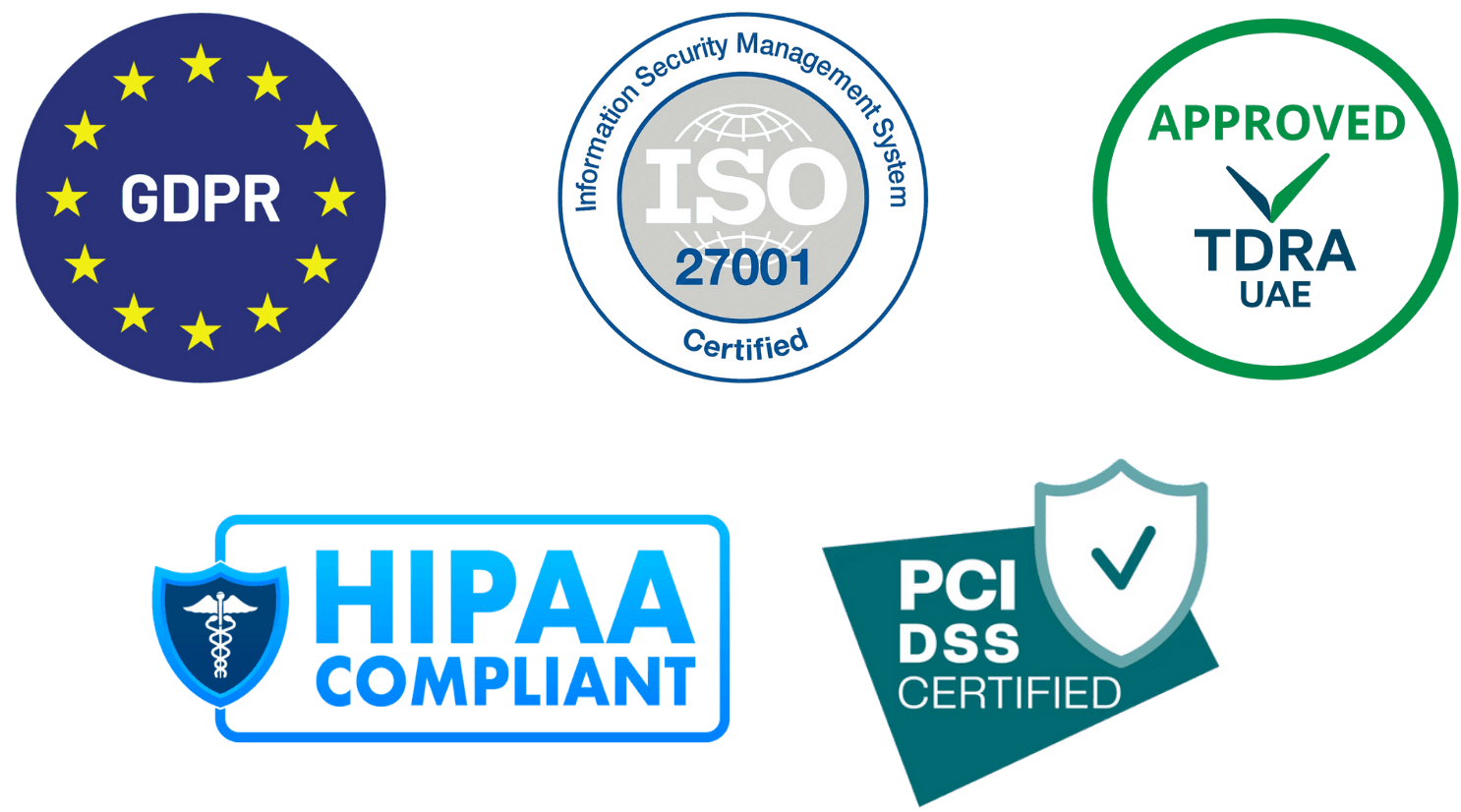 GDPR, ISO 27001, TDRA Approved, HIPAA Compliant